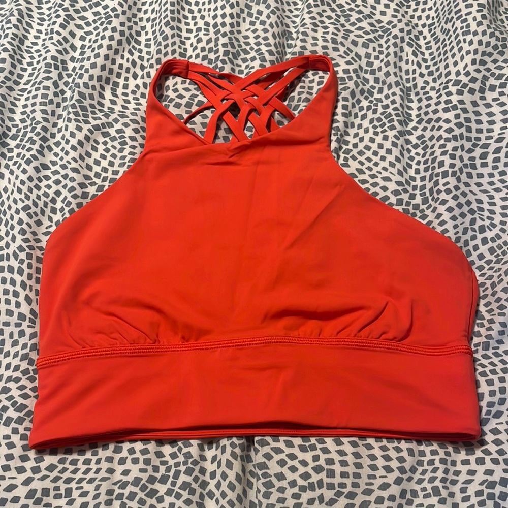 lululemon Free to Be Moved High Neck Long Line Bra Size 10 Thermal Red